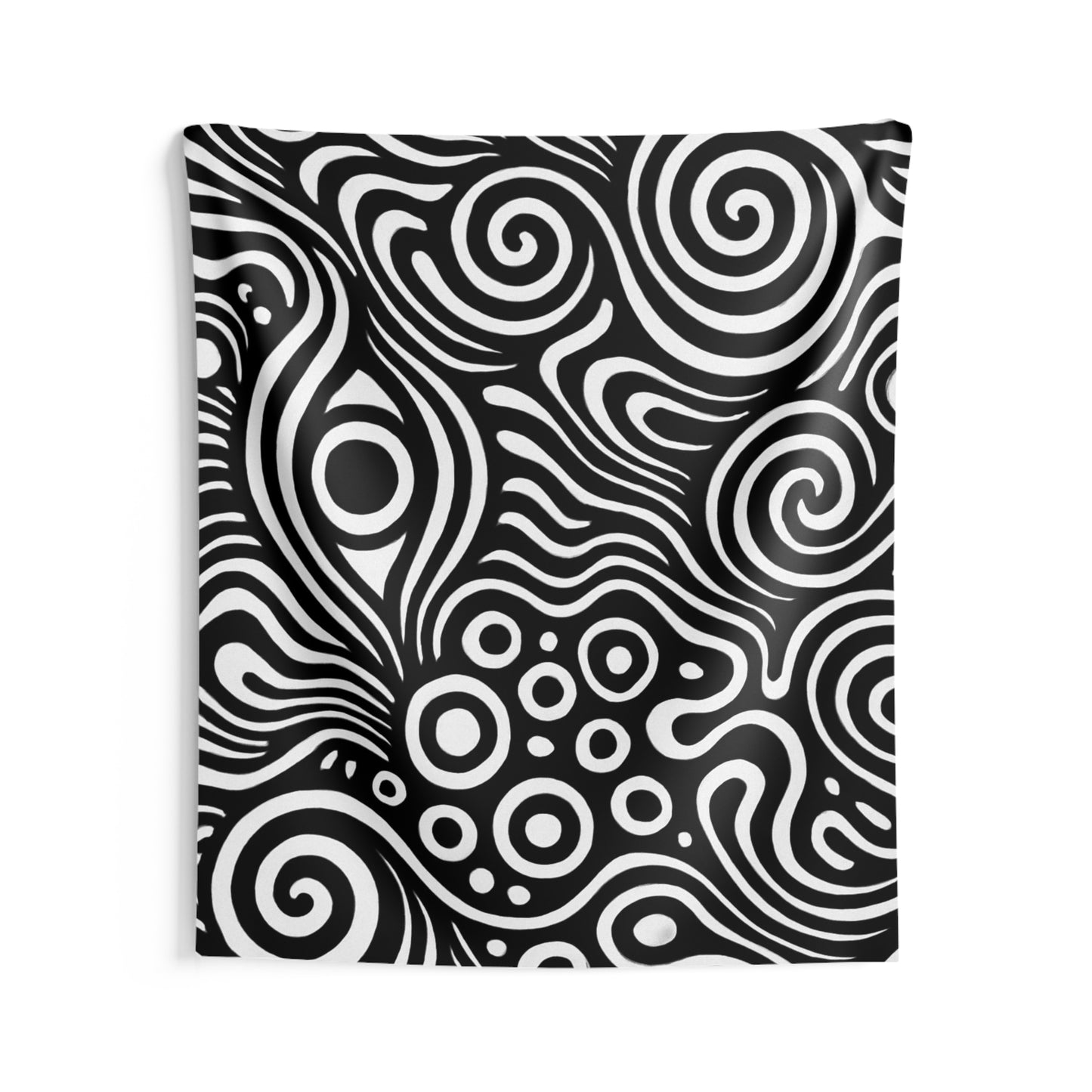 Abstract Swirl Black & White Tapestry — Psychedelic Geometric Wall Art