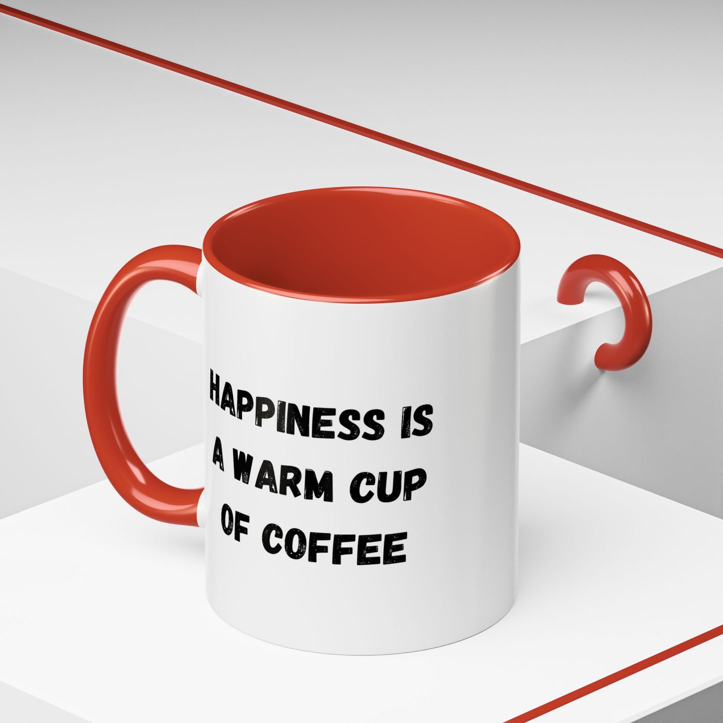 Coffee Mug — “Happiness Is A Warm Cup Of Coffee” Accent Ceramic Mug (11/15 oz)