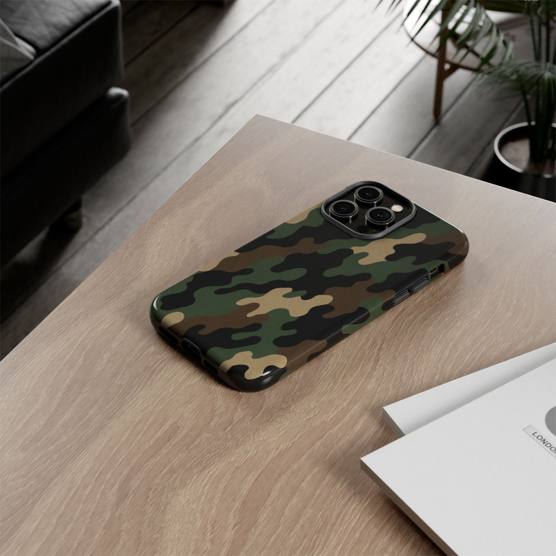 Camouflage tough phone case by Printify, rugged camo protective cover for smartphones with a durable, military-inspired design.