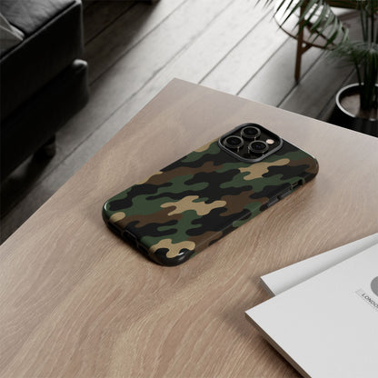 Camouflage tough phone case by Printify, rugged camo protective cover for smartphones with a durable, military-inspired design.