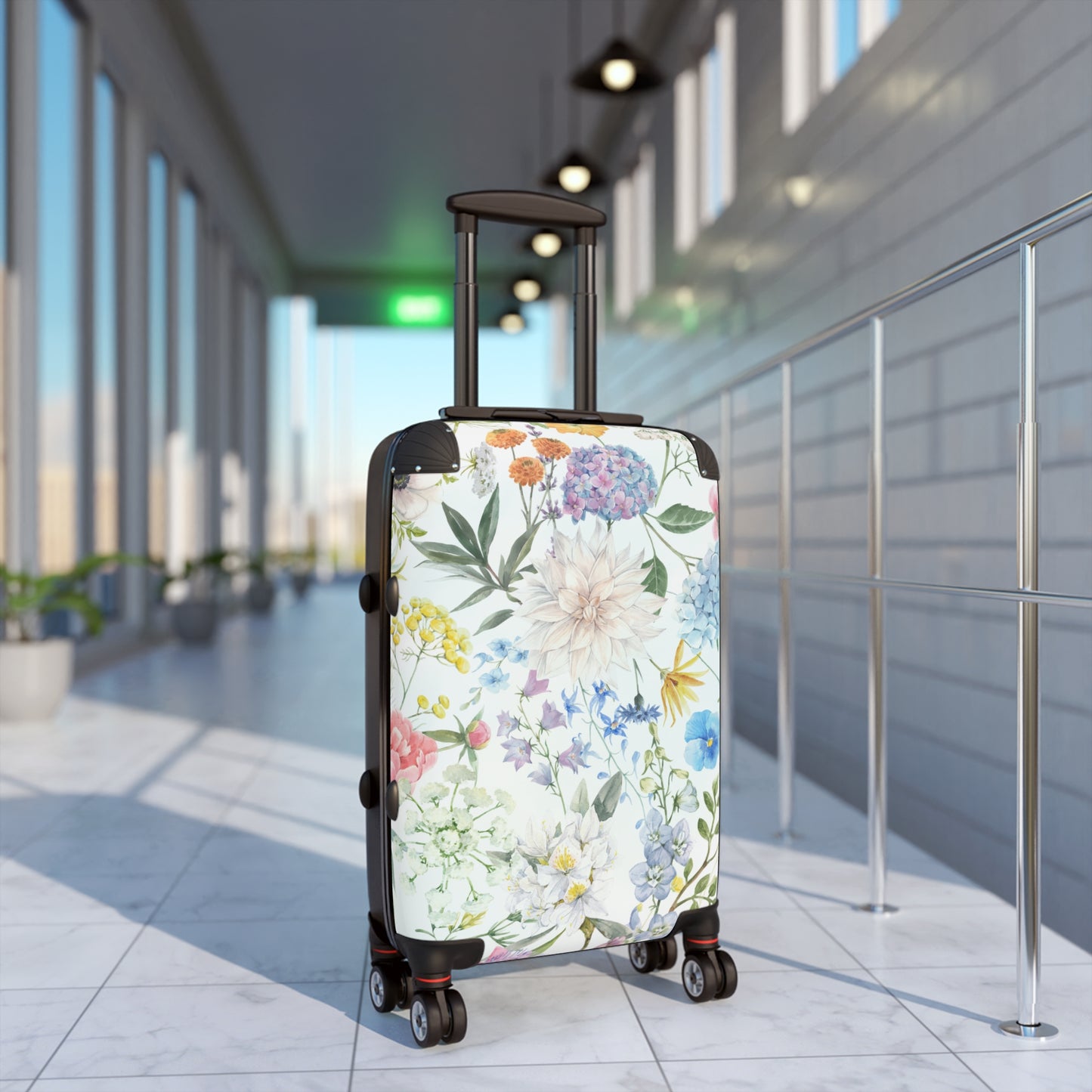 Floral Watercolor Suitcase – Lightweight Carry-On Luggage with Pastel Garden Print