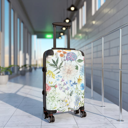 Floral Watercolor Suitcase – Lightweight Carry-On Luggage with Pastel Garden Print