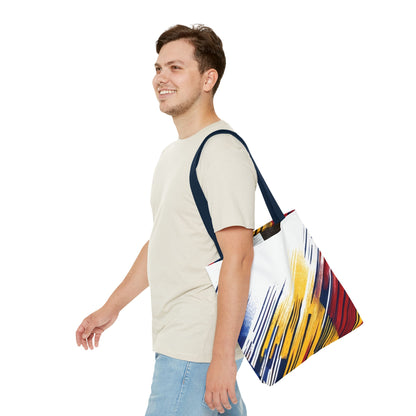 Abstract Brushstroke Tote Bag - Bold Red, Yellow & Blue All-Over Print