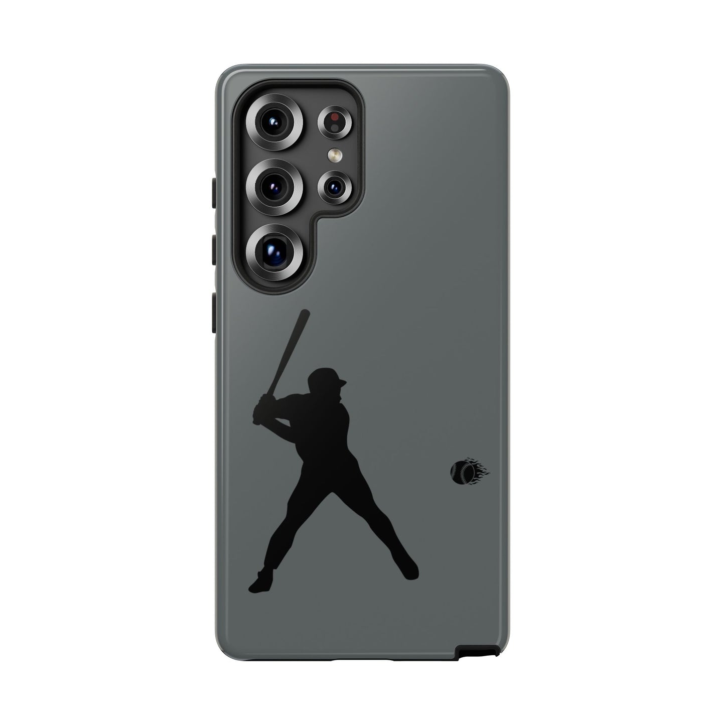 Black iPhone case with baseball silhouette design, protective sporty phone cover for iPhone by Printify.
