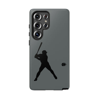 Black iPhone case with baseball silhouette design, protective sporty phone cover for iPhone by Printify.