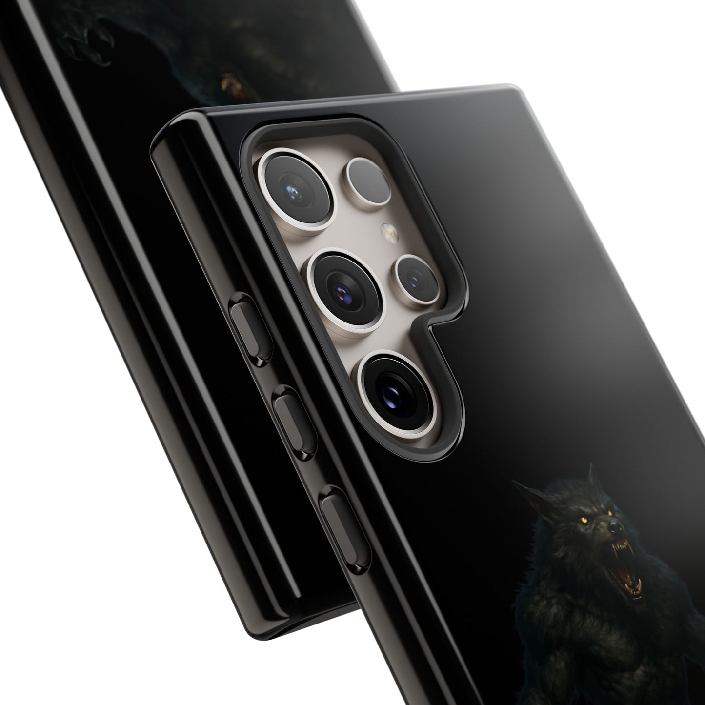 Werewolf phone case with dark monster graphic, durable protective design for smartphones, by Printify.