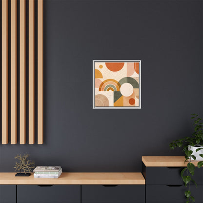 Abstract Terracotta Geometric Rainbow Matte Canvas Framed