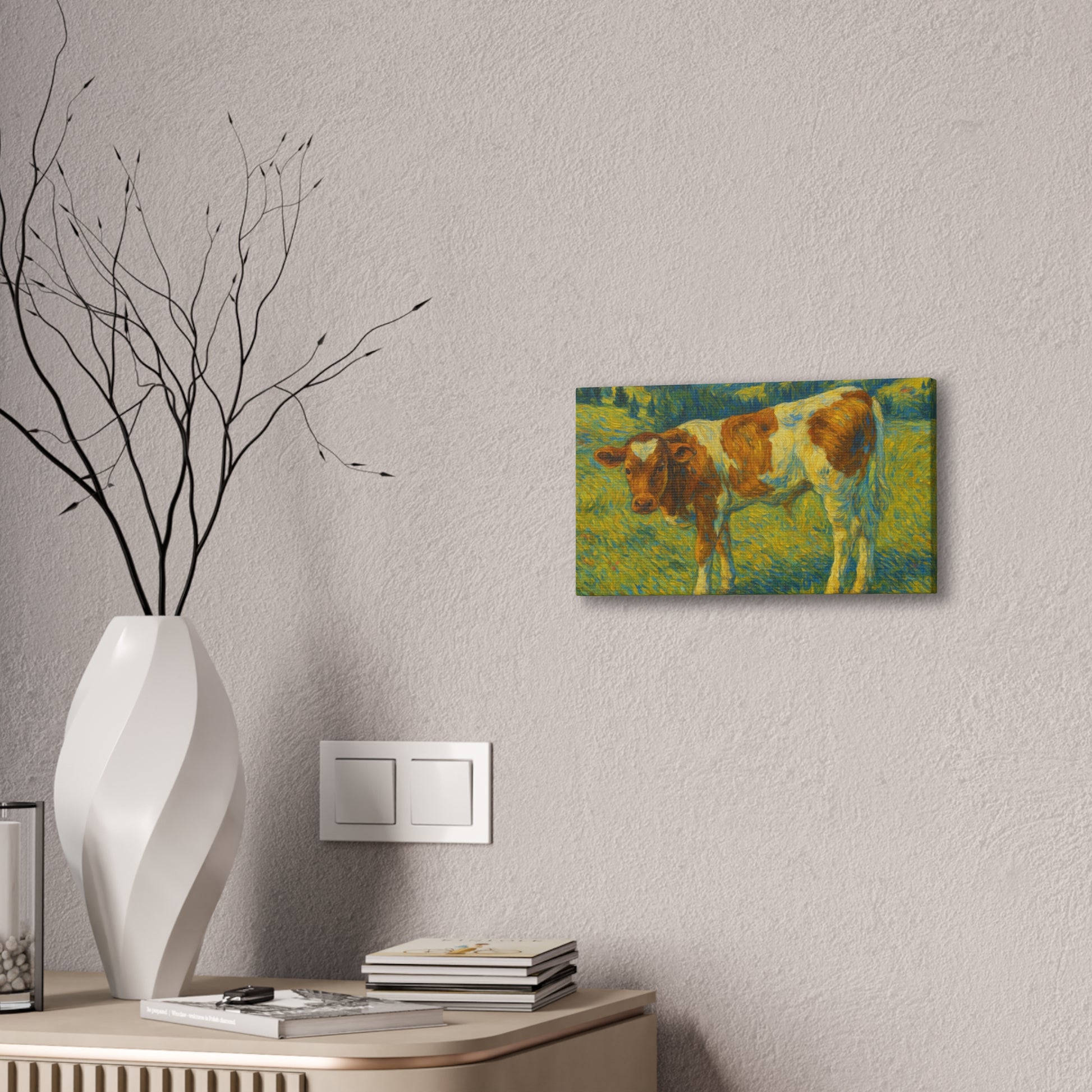 Cow Art Canvas Print, Rustic Farmhouse Decor, Animal Lover Gift, Country Wall Art, Thoughtful Homewarming - TRV
