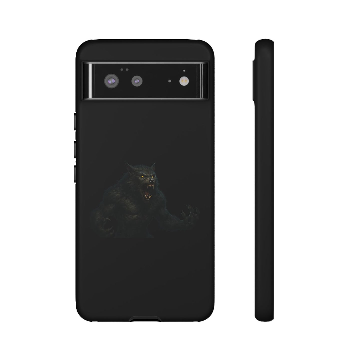 Werewolf phone case featuring a dark monster graphic, tough protective design, compatible with smartphones, by Printify.