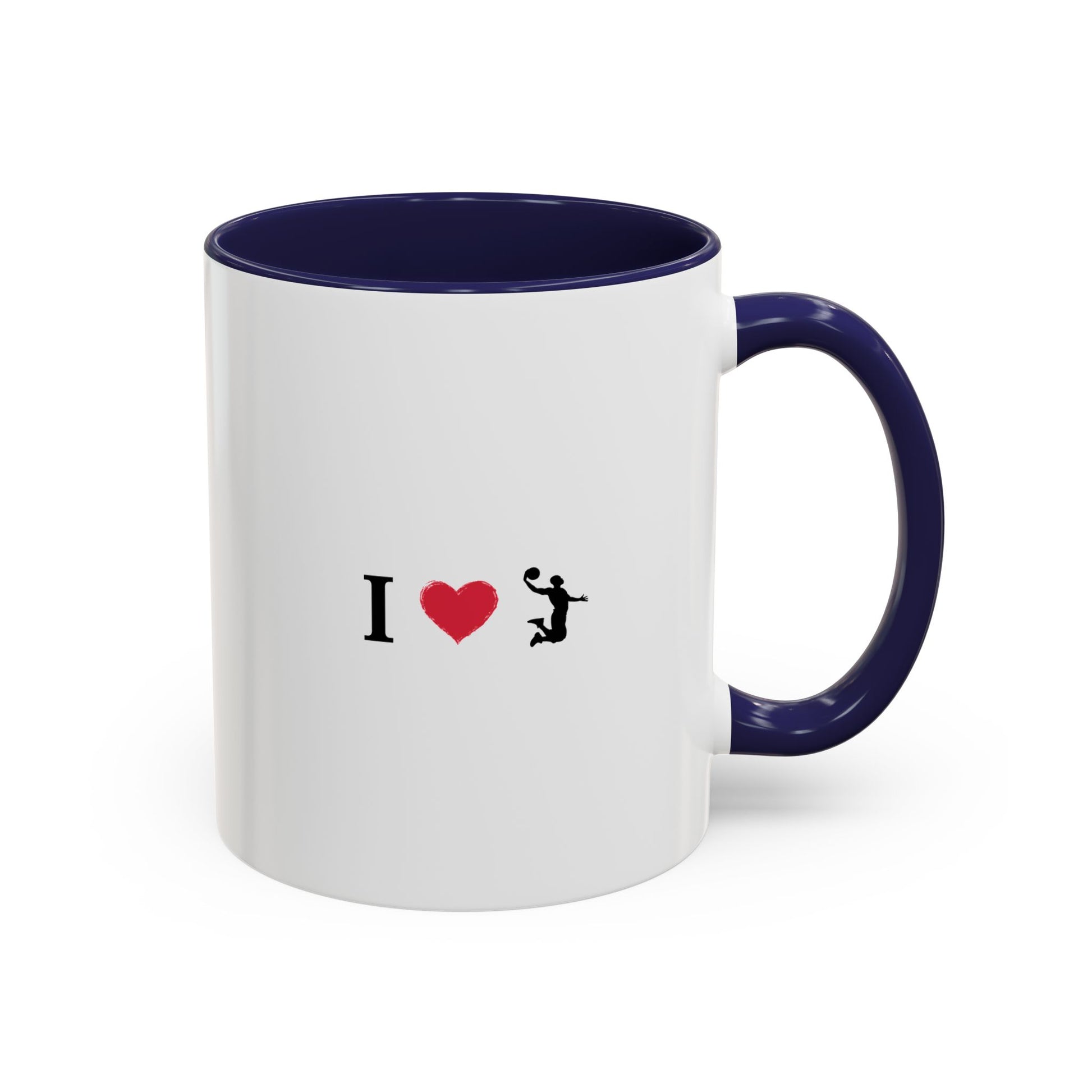 I Love Basketball Coffee Ceramic Mug, Cute Coffee Lover Gift, Personalized Mug for Fun, Black Accent Mug for Birthdays, Holidays, Office - TRV