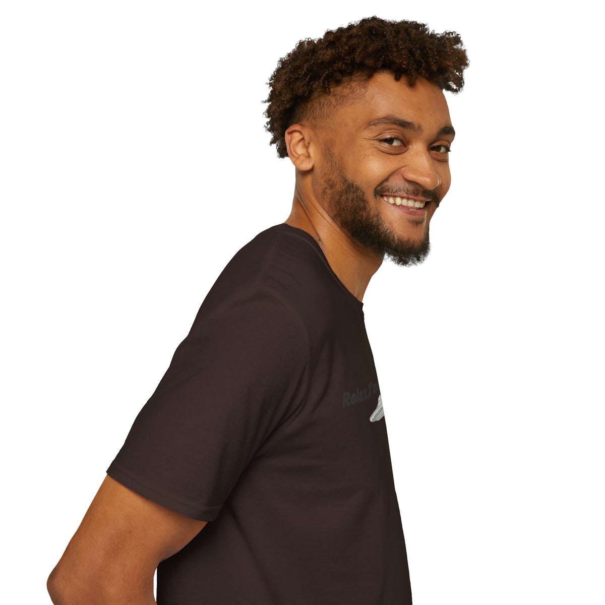 Black UFO T-Shirt by Printify featuring a humorous alien graphic, perfect for sci-fi fans and fun casual wear.