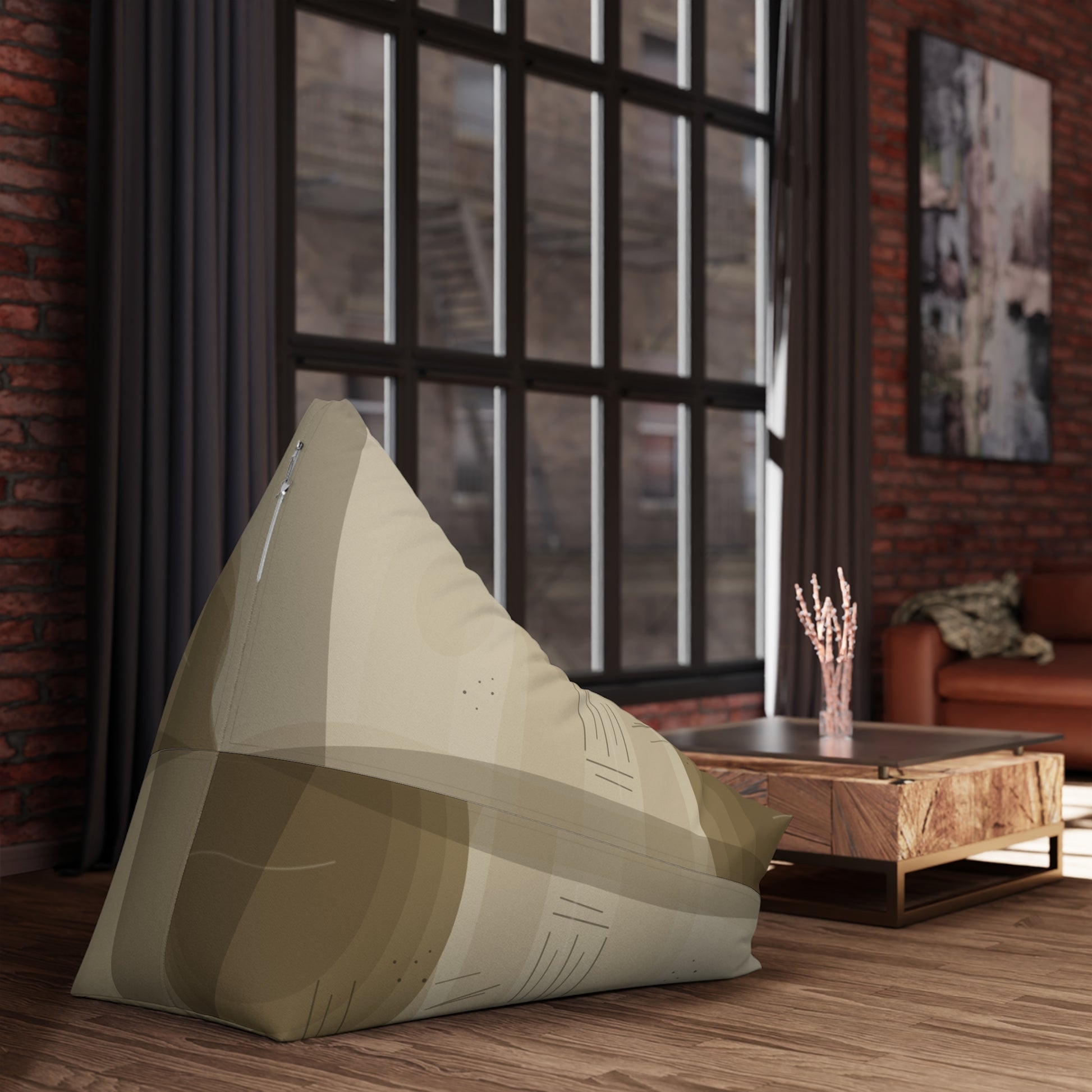 Abstract Neutral Tan Geometric Bean Bag Chair Cover | Modern Desert Tones - TRV