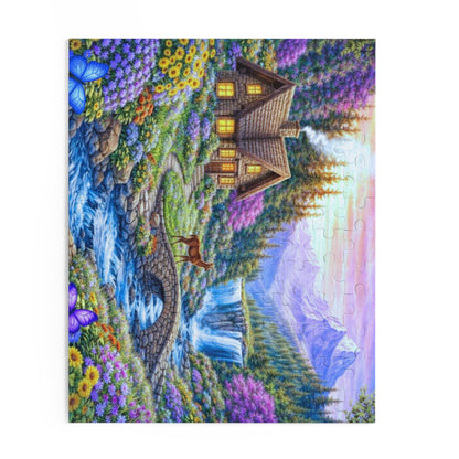 Scenic Mountain Cottage Jigsaw Puzzle — 120/252/500-Piece Nature Landscape Puzzle