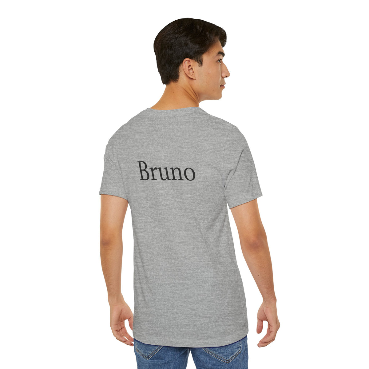 Unisex custom T-shirt by Printify with personalized design, shown in white fabric on a flat surface.