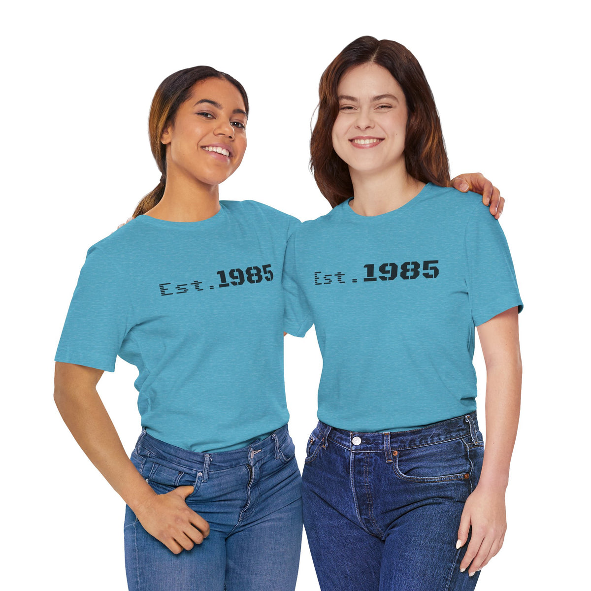 Vintage Est. 1985 graphic T-shirt by Printify featuring a retro year design and casual fit.