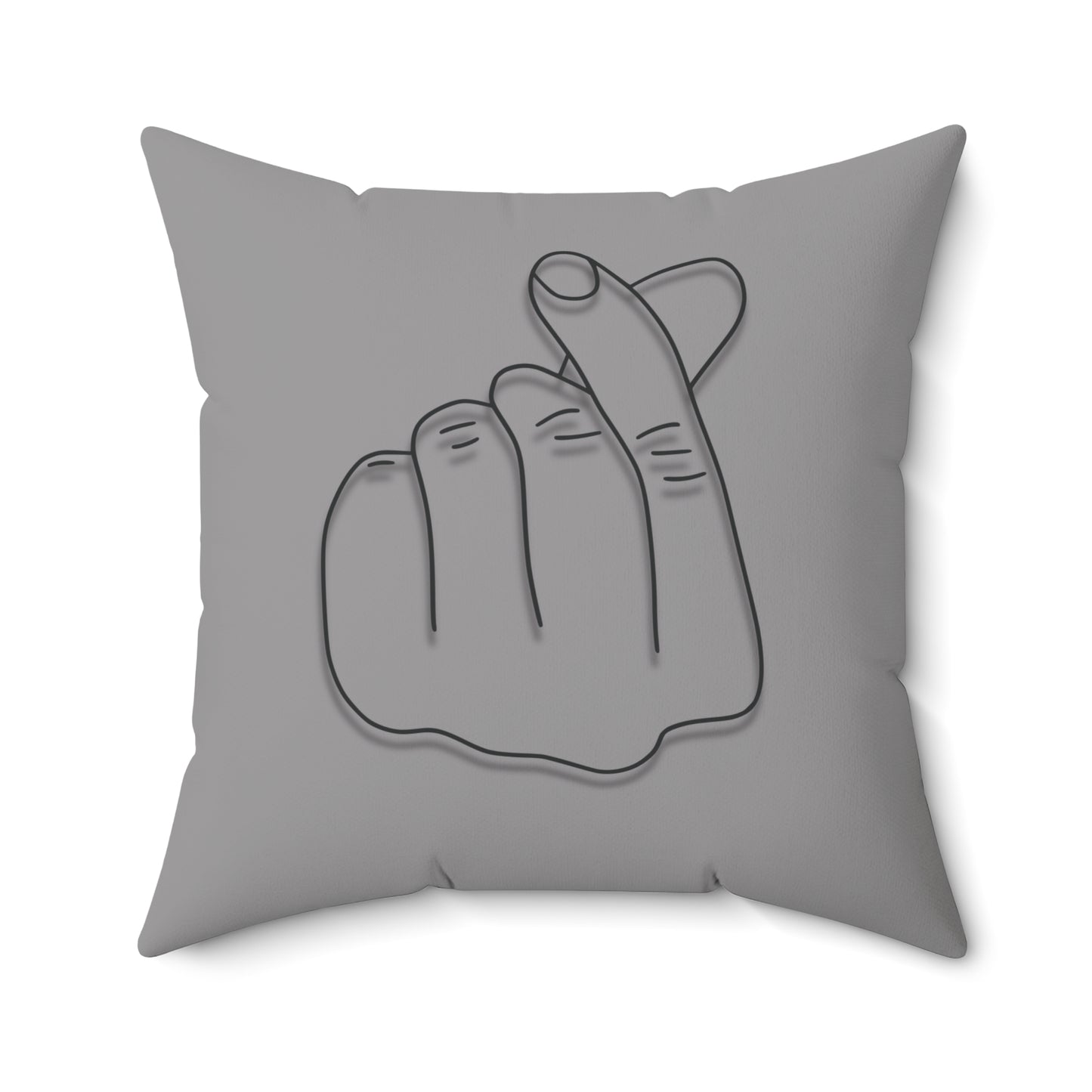 Minimalist hand gesture throw pillow by Printify, cozy home decor pillow in neutral tones with simple design and soft fabric.
