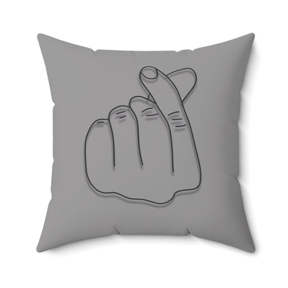 Minimalist hand gesture throw pillow by Printify, cozy home decor pillow in neutral tones with simple design and soft fabric.