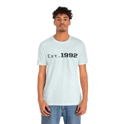 Retro vintage Est. 1992 T-shirt by Printify featuring bold print and classic design on a comfortable cotton tee.