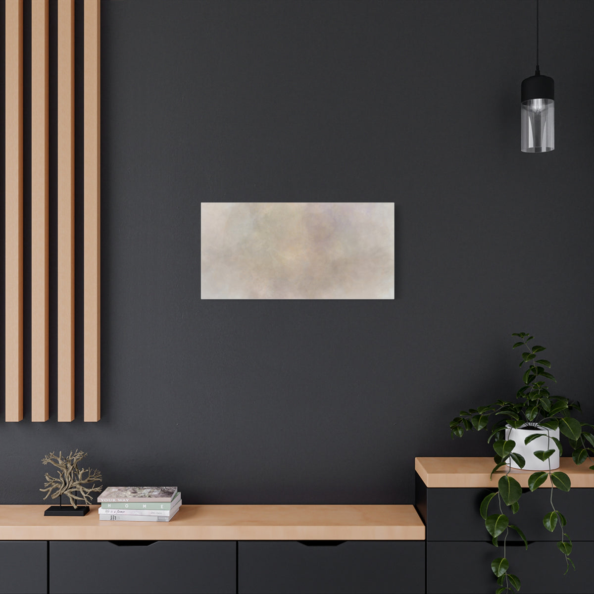 Soft neutral abstract fog canvas print by Printify featuring a calming, modern abstract design on a high-quality canvas.