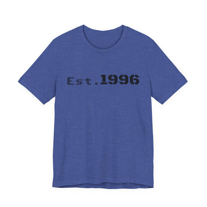 Vintage Est. 1996 T-shirt by Printify featuring a retro design, perfect for birthday gifts celebrating a birth year.
