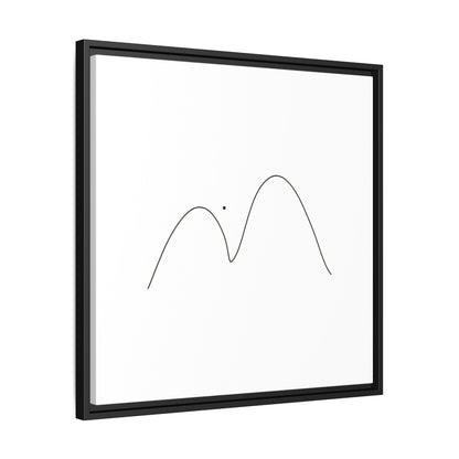 Minimalist mountain line art on framed matte canvas, modern wall decor by Printify featuring simple mountain outline design.