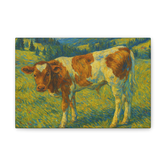 Cow Art Canvas Print, Rustic Farmhouse Decor, Animal Lover Gift, Country Wall Art, Thoughtful Homewarming - TRV