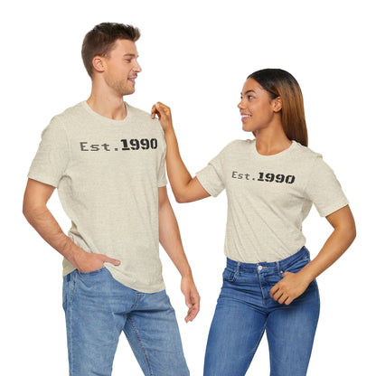 Unisex Est. 1990 Nostalgic Jersey Tee - Perfect Gift, Vintage Style, Retro Fashion, Birthday Celebration, Casual Wear - TRV