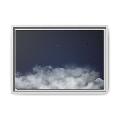 Night Sky Clouds matte canvas framed wall art by Printify featuring starry sky and cloud design for bedroom or living room decor.