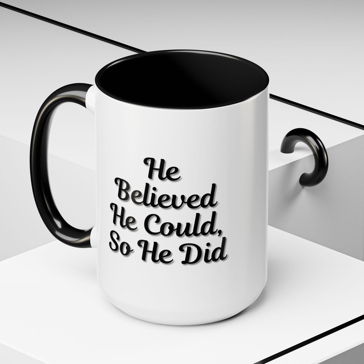 Motivational Accent Mug - 'He Believed He Could, So He Did' - Inspirational Coffee Cup, Gift for Him, Gift for Her, Office Decor, Positive