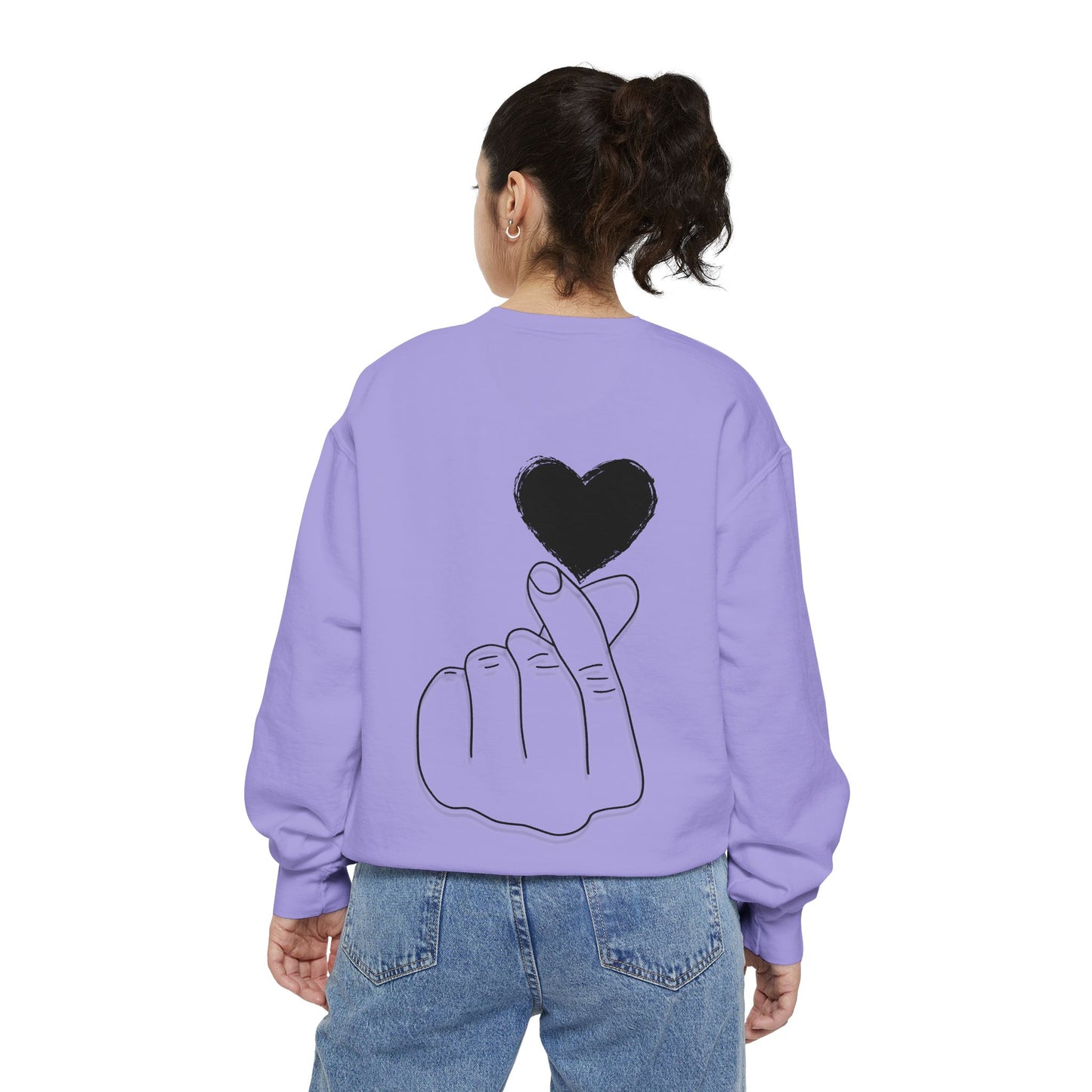 Unisex Garment-Dyed Sweatshirt with Heart Design - Cozy & Stylish
