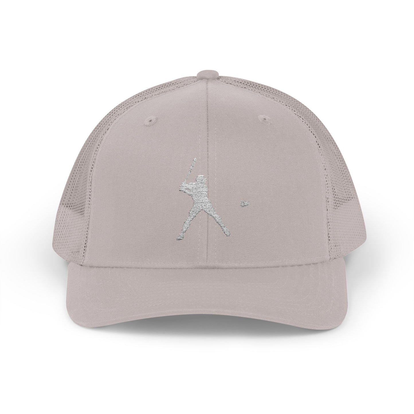Vintage baseball snapback trucker cap with batter silhouette, stylish hat by Printify featuring classic flat brim and adjustable fit.
