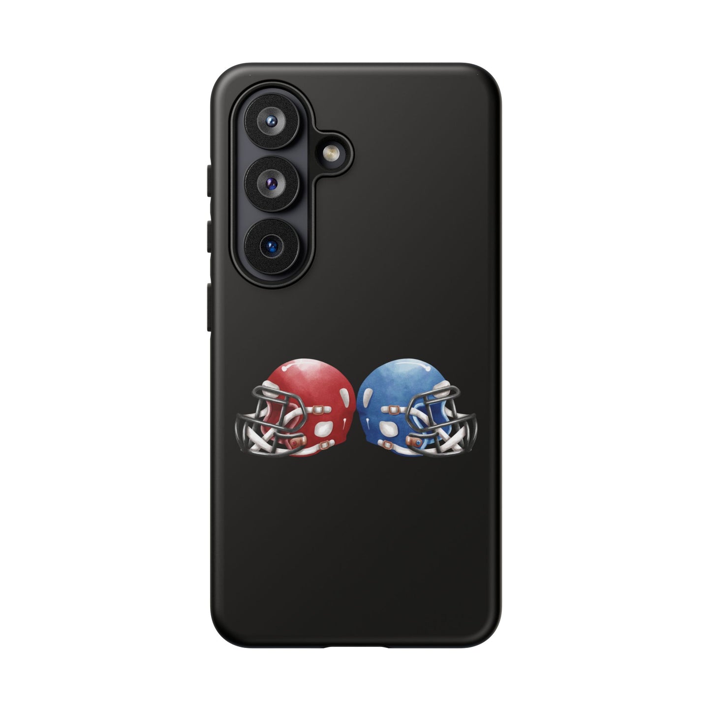 Red and blue football helmet tough phone case for iPhone, protective Printify cover with detailed helmet design.