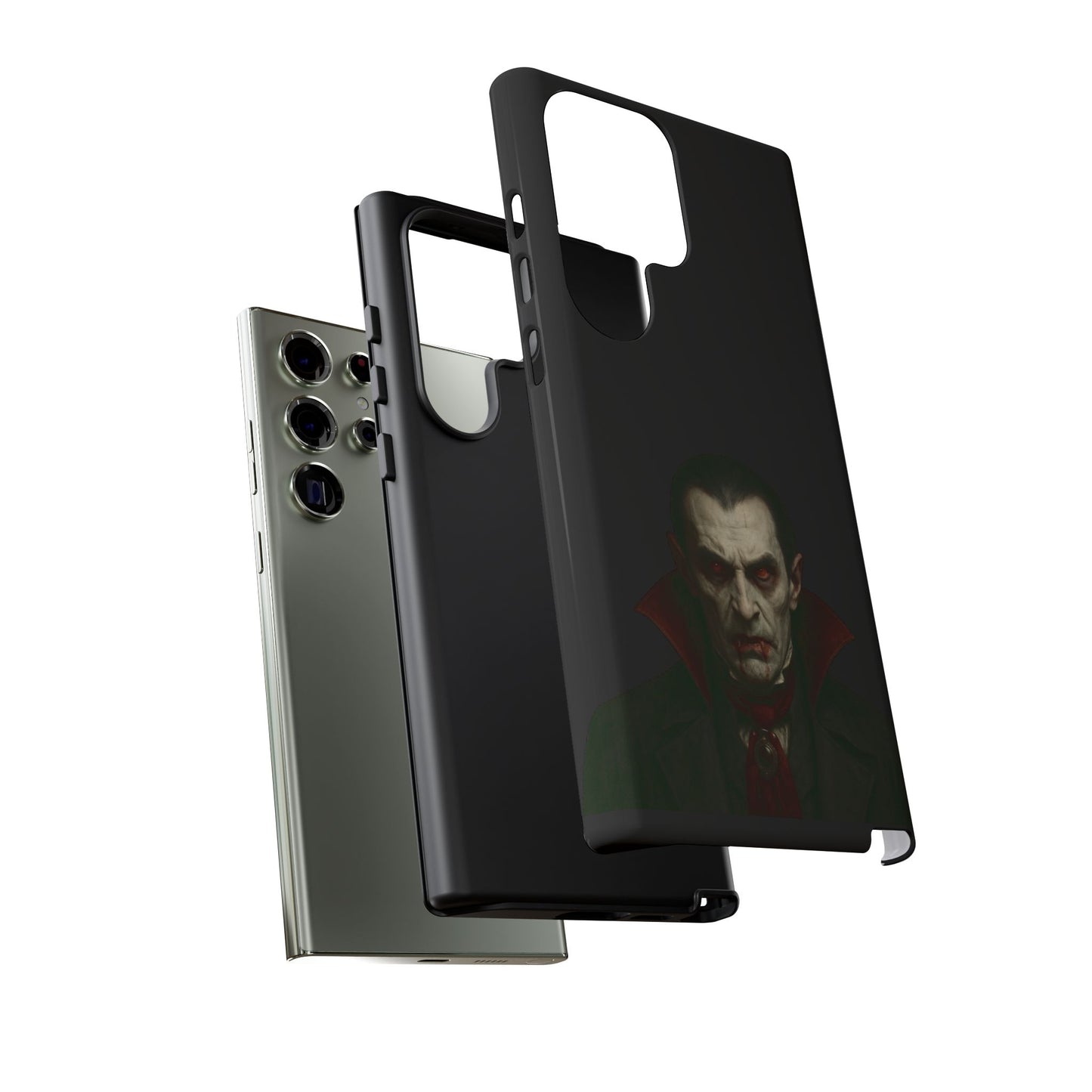 Gothic vampire portrait phone case for iPhone featuring a Dracula horror design, made by Printify.