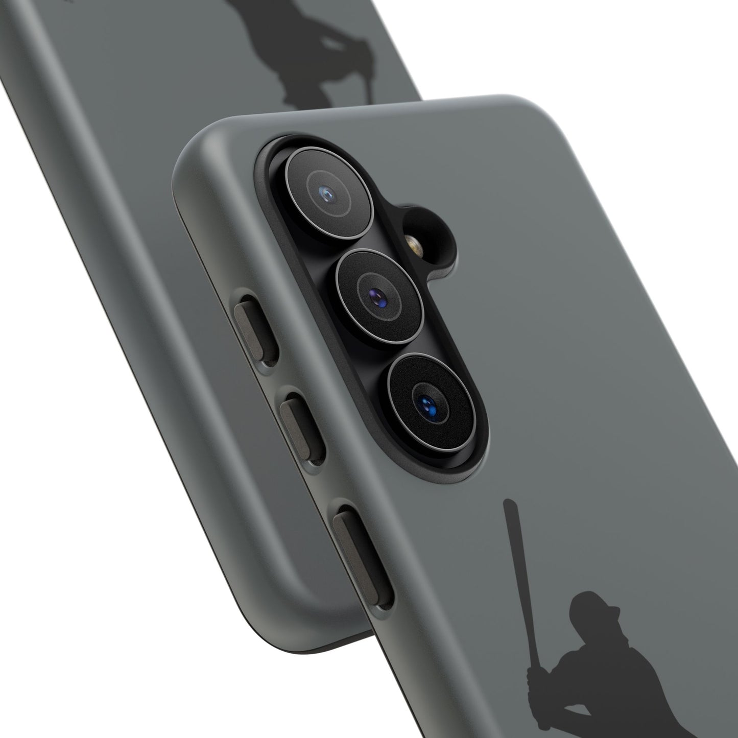 Black baseball silhouette tough phone case for iPhone, protective sporty design by Printify, showing the rugged, durable exterior.