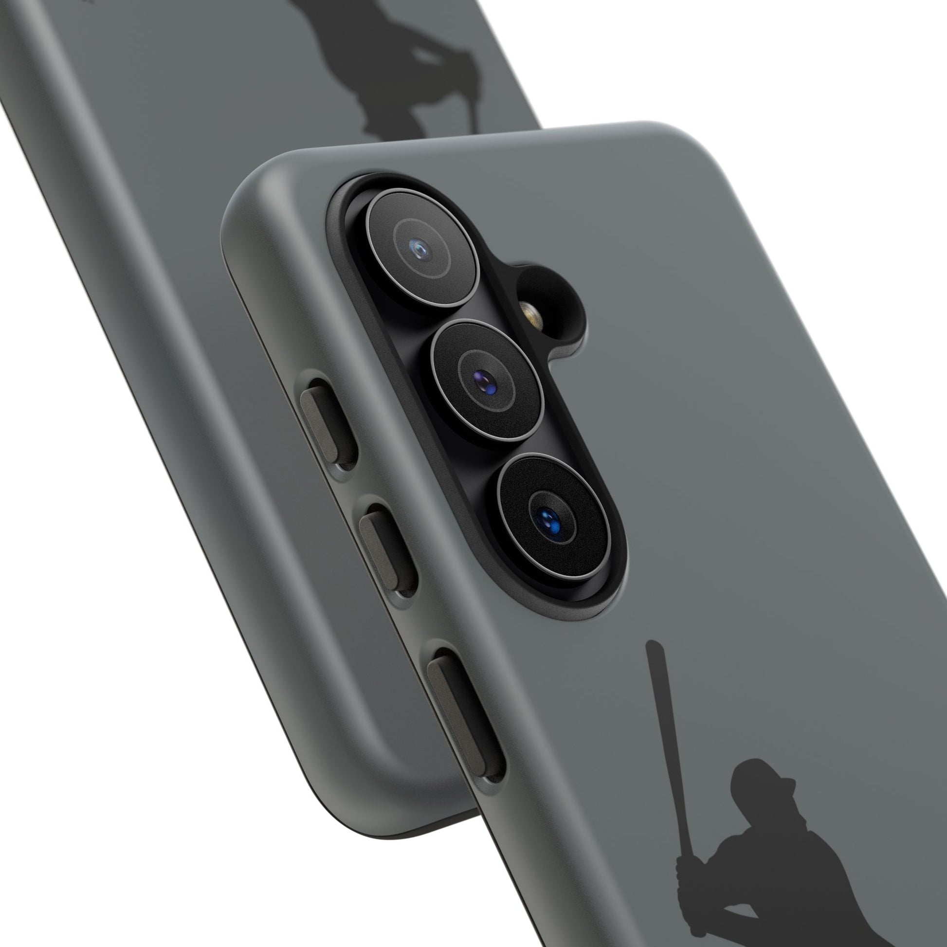 Black baseball silhouette tough phone case for iPhone, protective sporty design by Printify, showing the rugged, durable exterior.