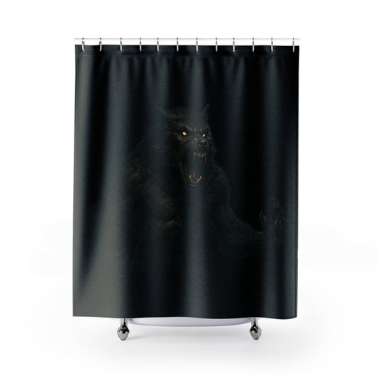 Werewolf Shower Curtain, Gothic Bathroom Decor, Moonlight Werewolf Design, Spooky Home Accent, Halloween Decoration - TRV
