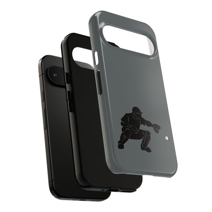 Printify baseball catcher phone case in tough protective cover, featuring a baseball glove and ball graphic on a clear background.