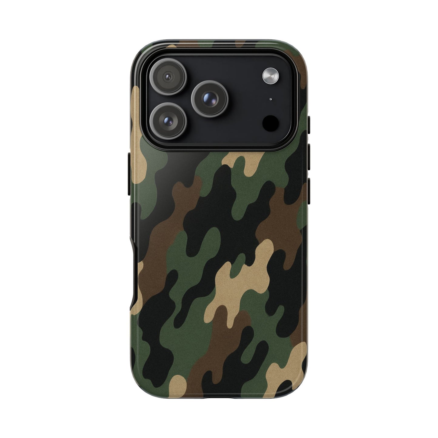 Camouflage tough phone case by Printify featuring rugged camo design and protective features for smartphones.