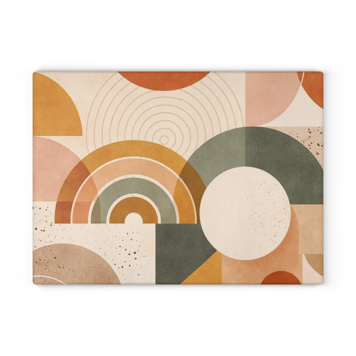 Mid-Century Geometric Glass Cutting Board – Retro Rainbow Kitchen Decor