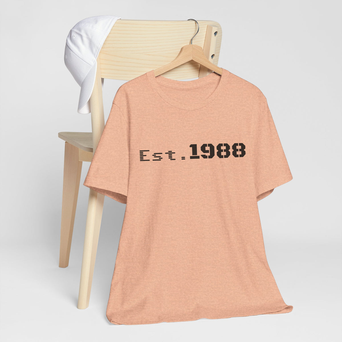 Printify Est. 1988 Retro Logo T-Shirt featuring vintage-style logo design on soft casual cotton fabric.