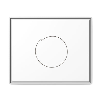 Framed matte canvas wall art featuring a minimal circular line design, by Printify, displayed on a modern wall.