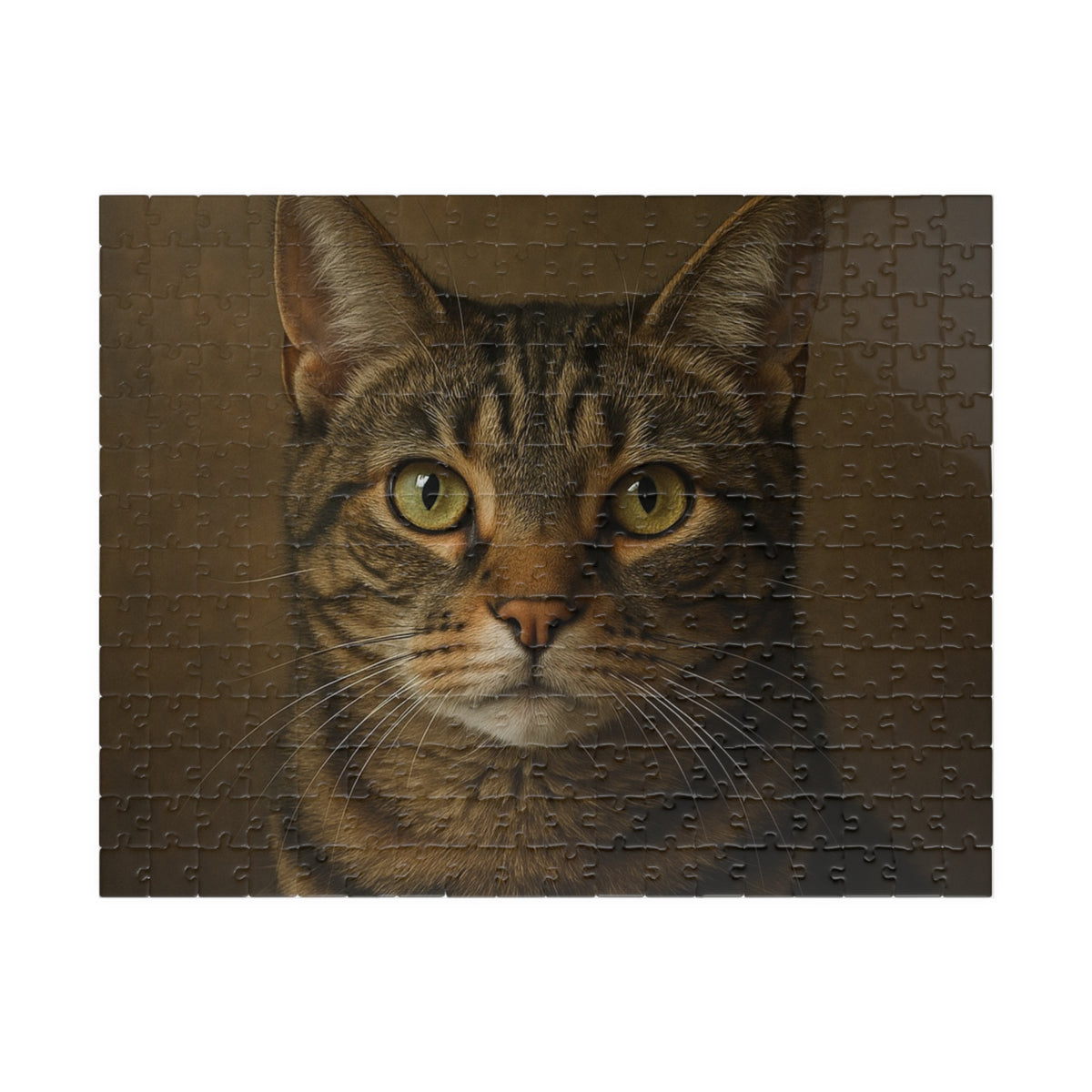 Tabby Cat Portrait Puzzle assembled showing full cat portrait design - view 3