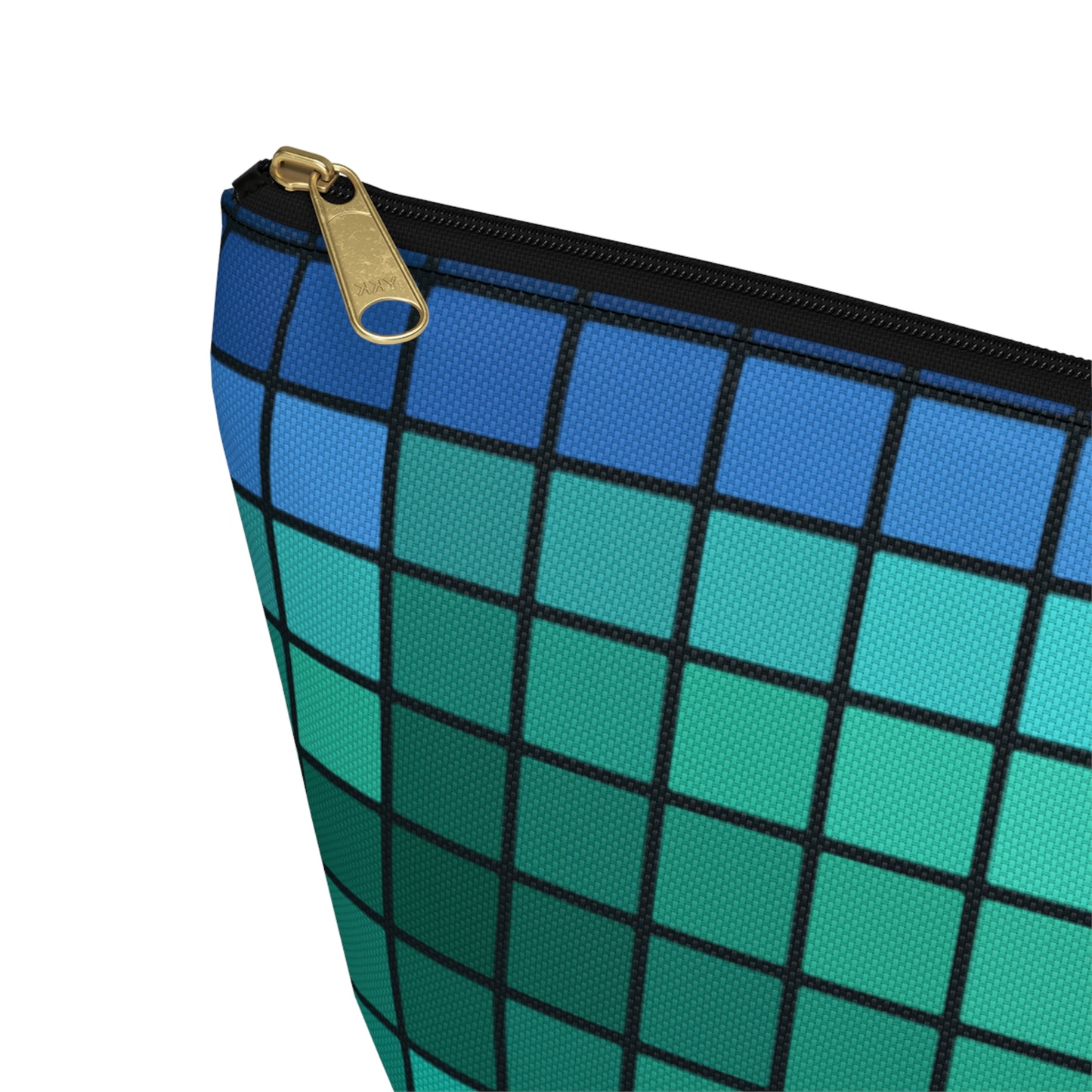 Teal Gradient Grid Accessory Pouch