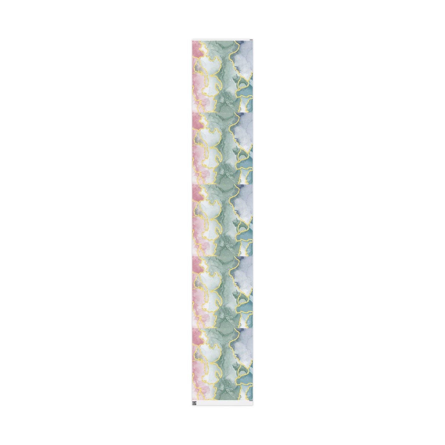 Marble Swirl Wrapping Paper Roll — Pink, Green & Gold Abstract Gift Wrap