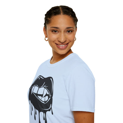 Edgy Graphic Unisex T-Shirt - Dripping Mouth Design, Cool Tee, Trendy Shirt, Hipster Top, Streetwear, Alternative Fashion, Holiday Gift