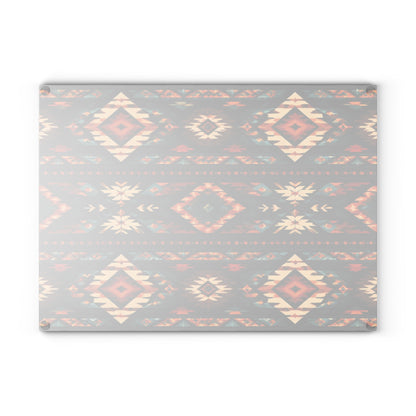 Southwest Aztec Glass Cutting Board – Rustic Tribal Pattern Kitchen Board