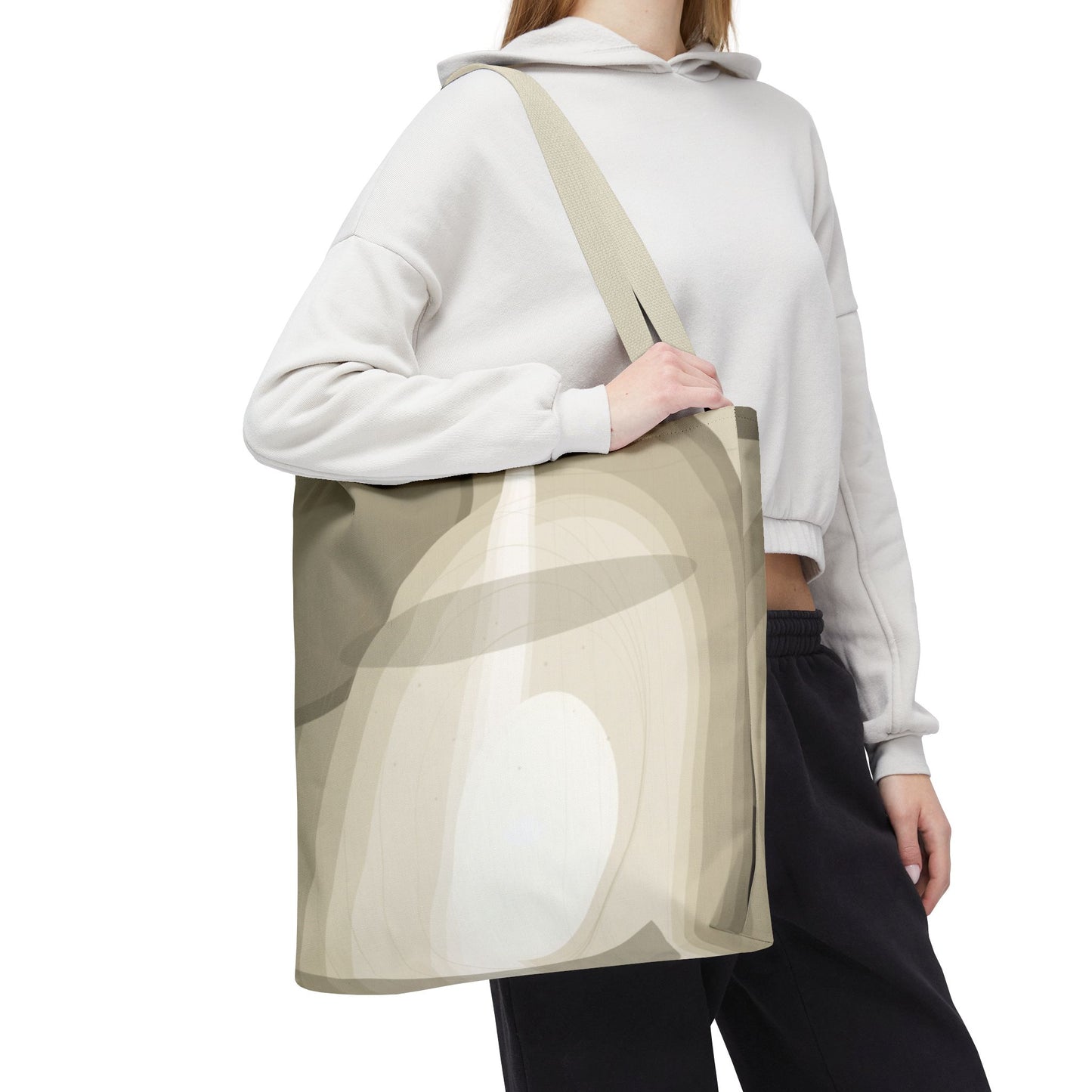 Neutral Abstract Light Beam Tote Bag | Minimalist Geometric Pattern
