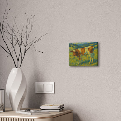 Artistic Cow Canvas Wall Art, Charming Farmhouse Decor, Animal Lover Gift, Rustic Home Accent, Calf Painting, Country Aesthetic