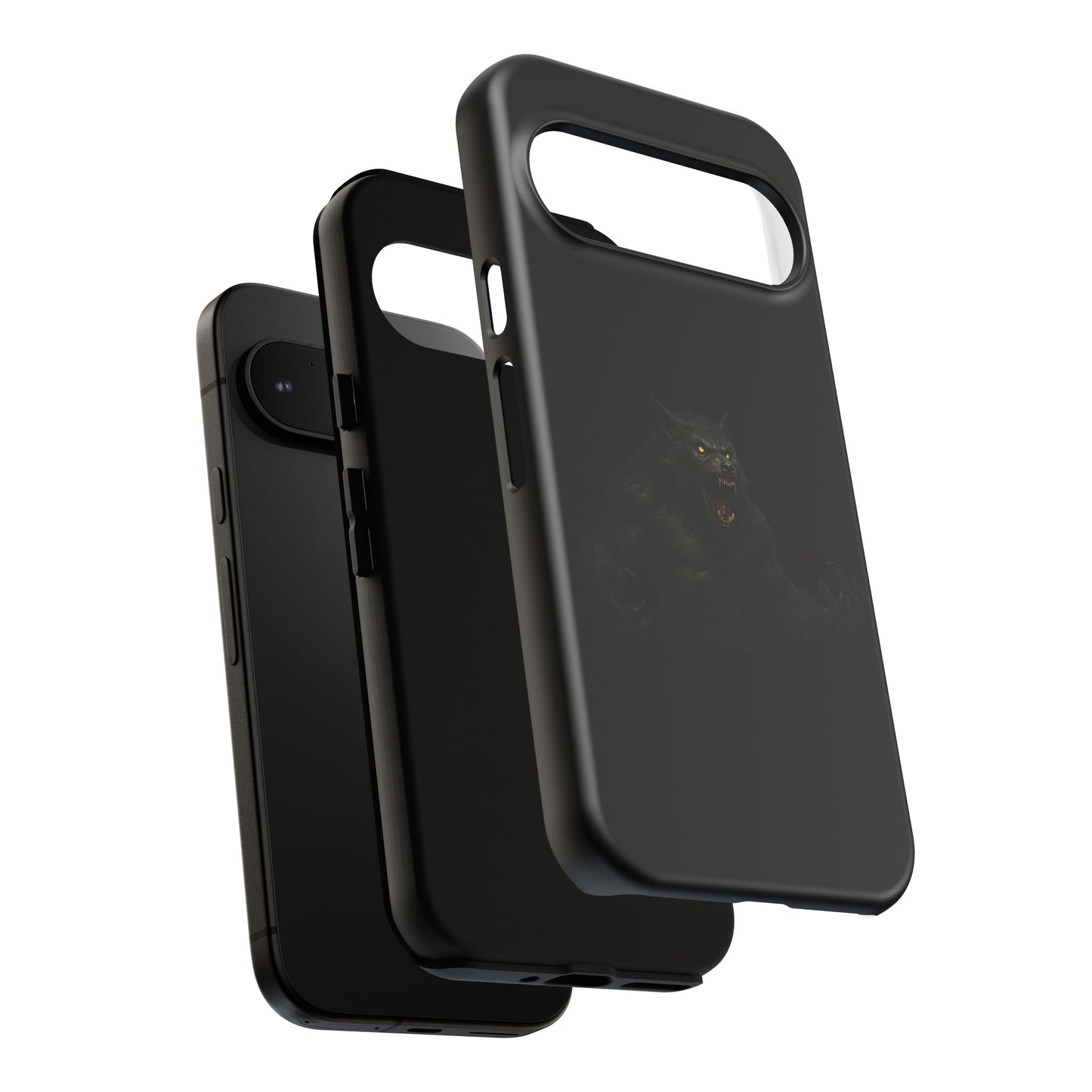 Werewolf phone case with dark monster graphic, tough protective design for smartphones, by Printify.