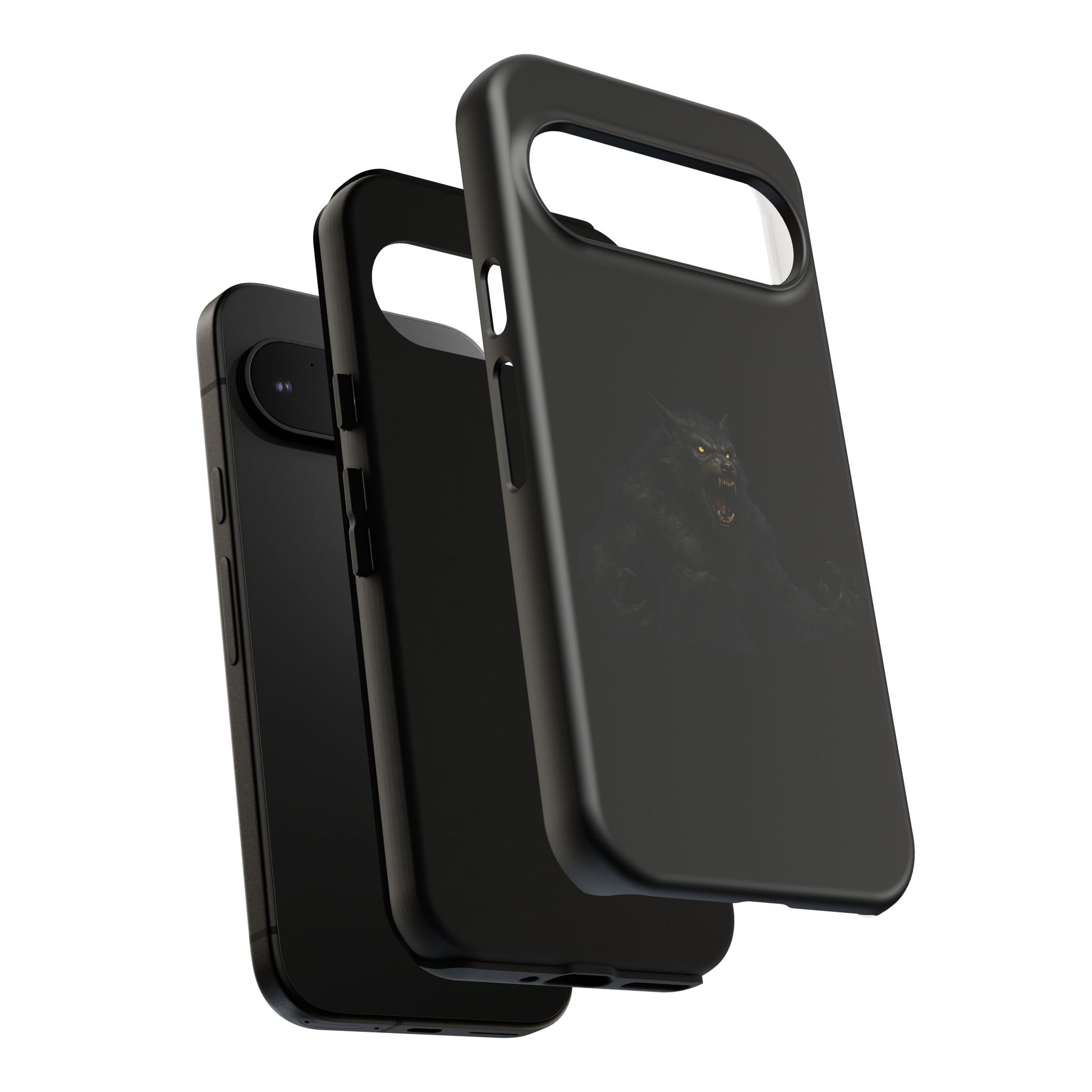Werewolf phone case with dark monster graphic, tough protective design for smartphones, by Printify.